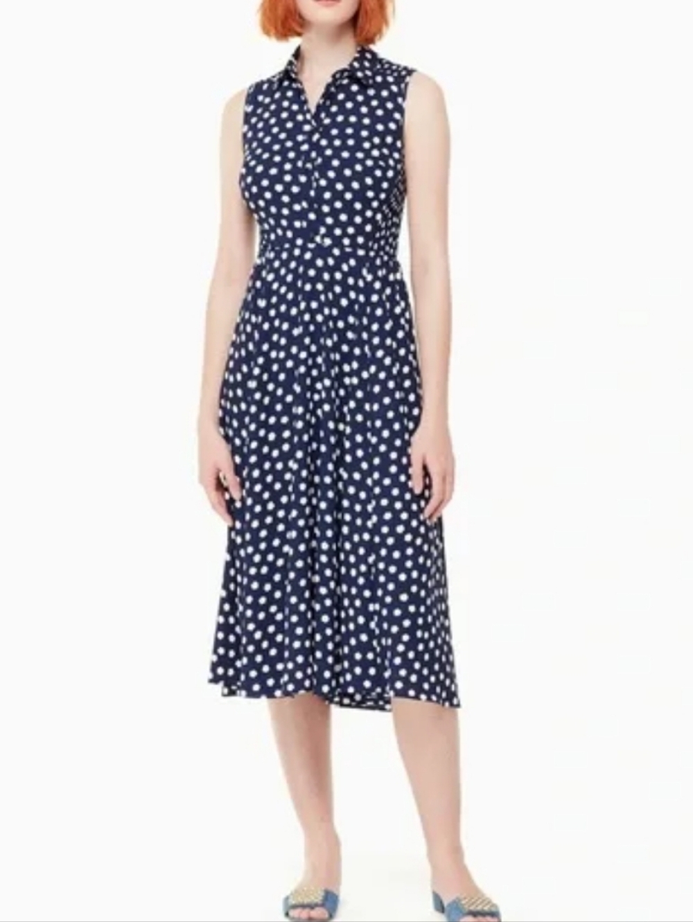 Kate Spade California Dreaming Cloud Dot Sleeveless Midi Sundress Size 12